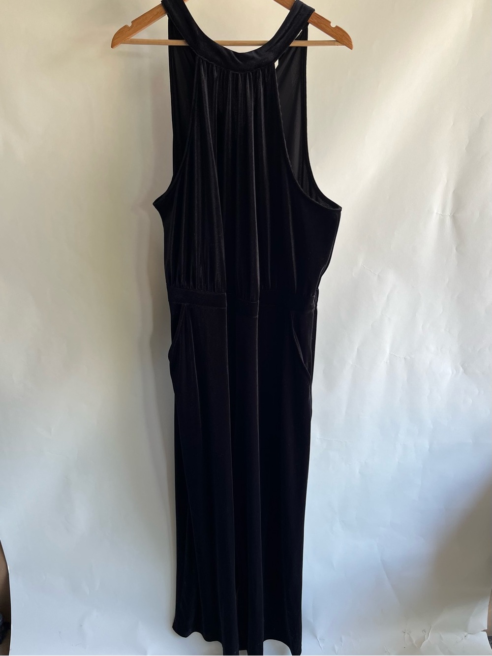 A New Day Jumpsuit Pantsuit One Piece Sleeveless Tie Velvet Velour Sz XXL Women